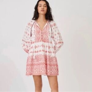 Maje White Red Cotton Embroidered 'Rolipa' Dress sz 36